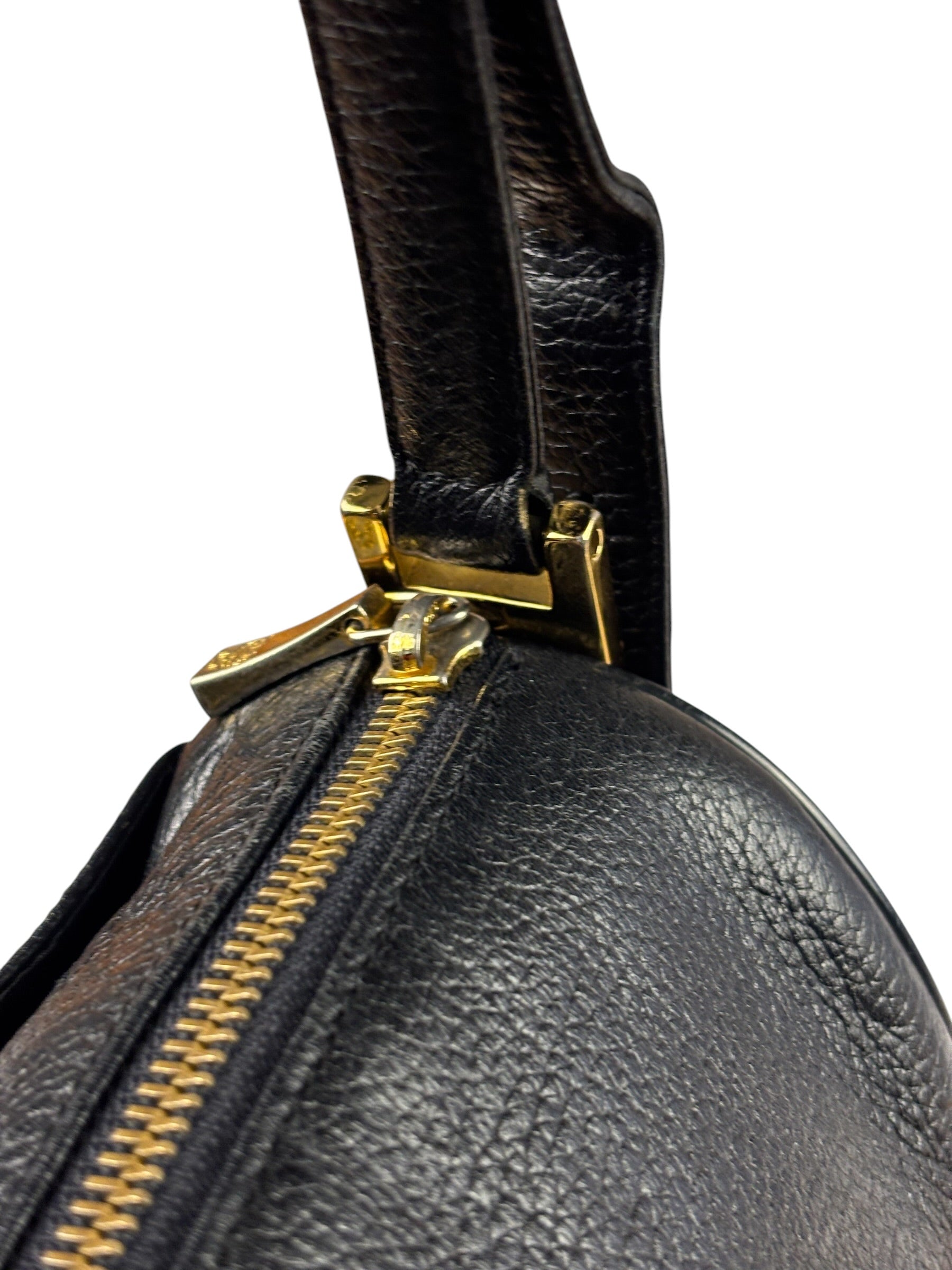 MCM Vintage Black Pebbled Leather Bowler Pochette
