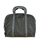 Prada Vintage Green Nylon Top Handle Bowler Bag