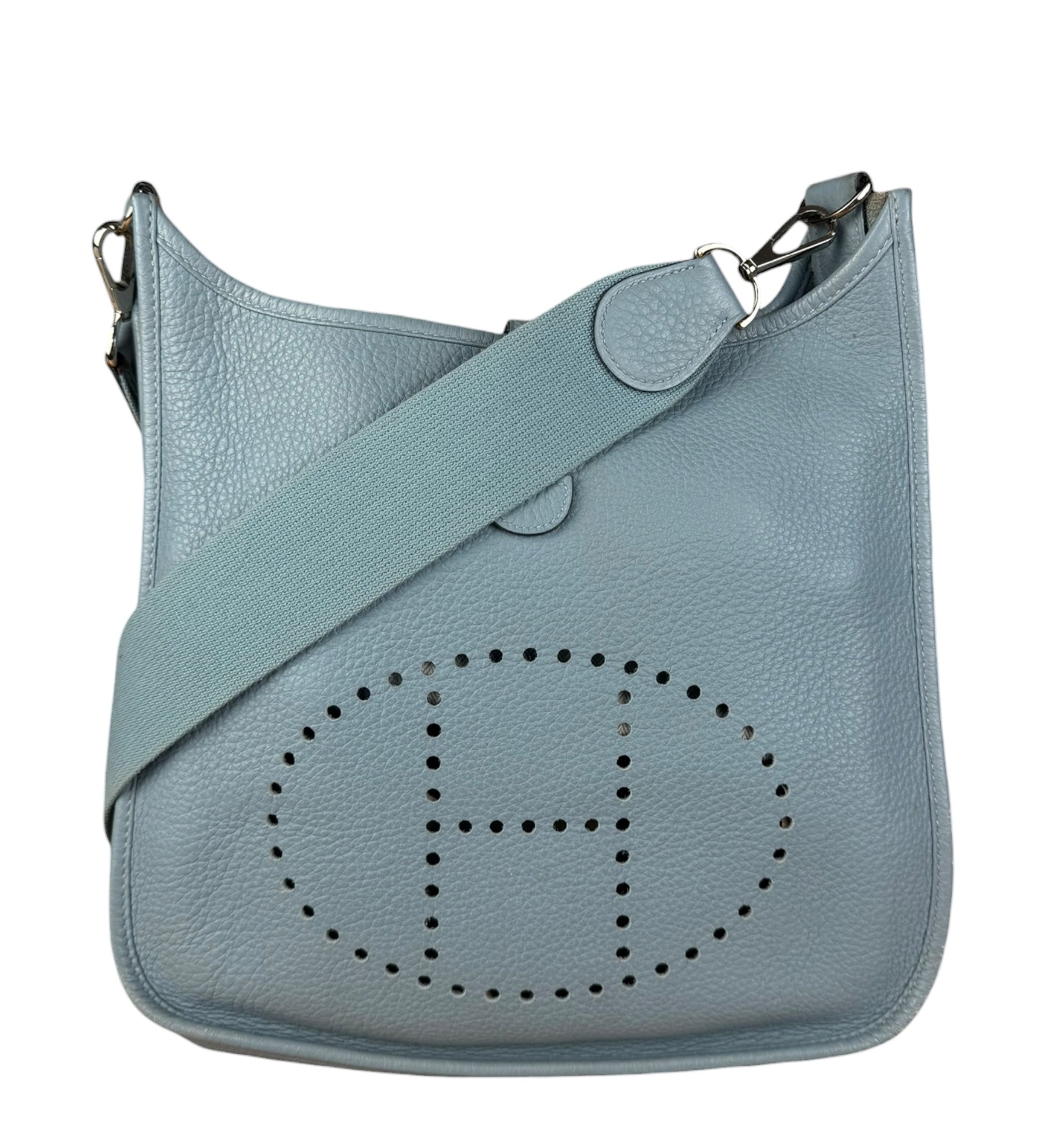 Hermes Evelyne Clemence Light Blue Leather Shoulder Bag