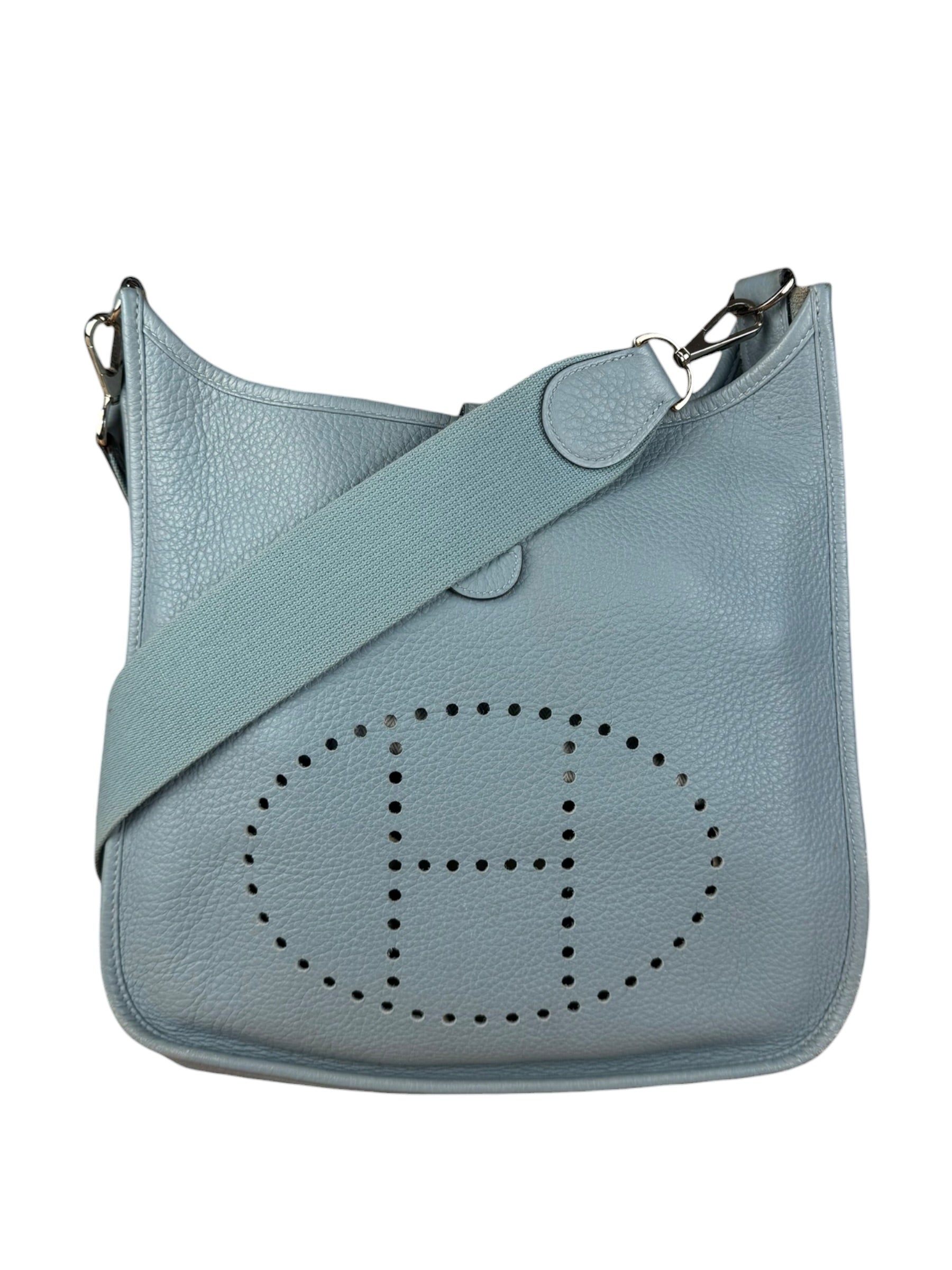 Hermes Evelyne Clemence Light Blue Leather Shoulder Bag