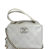 Chanel White Quilted Leather Vanity Small Bowling Two-Way Bag 2019
