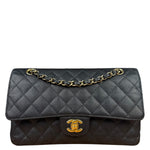 Chanel Black Quilted Leather Chain Double Leather Flap Bag 2012