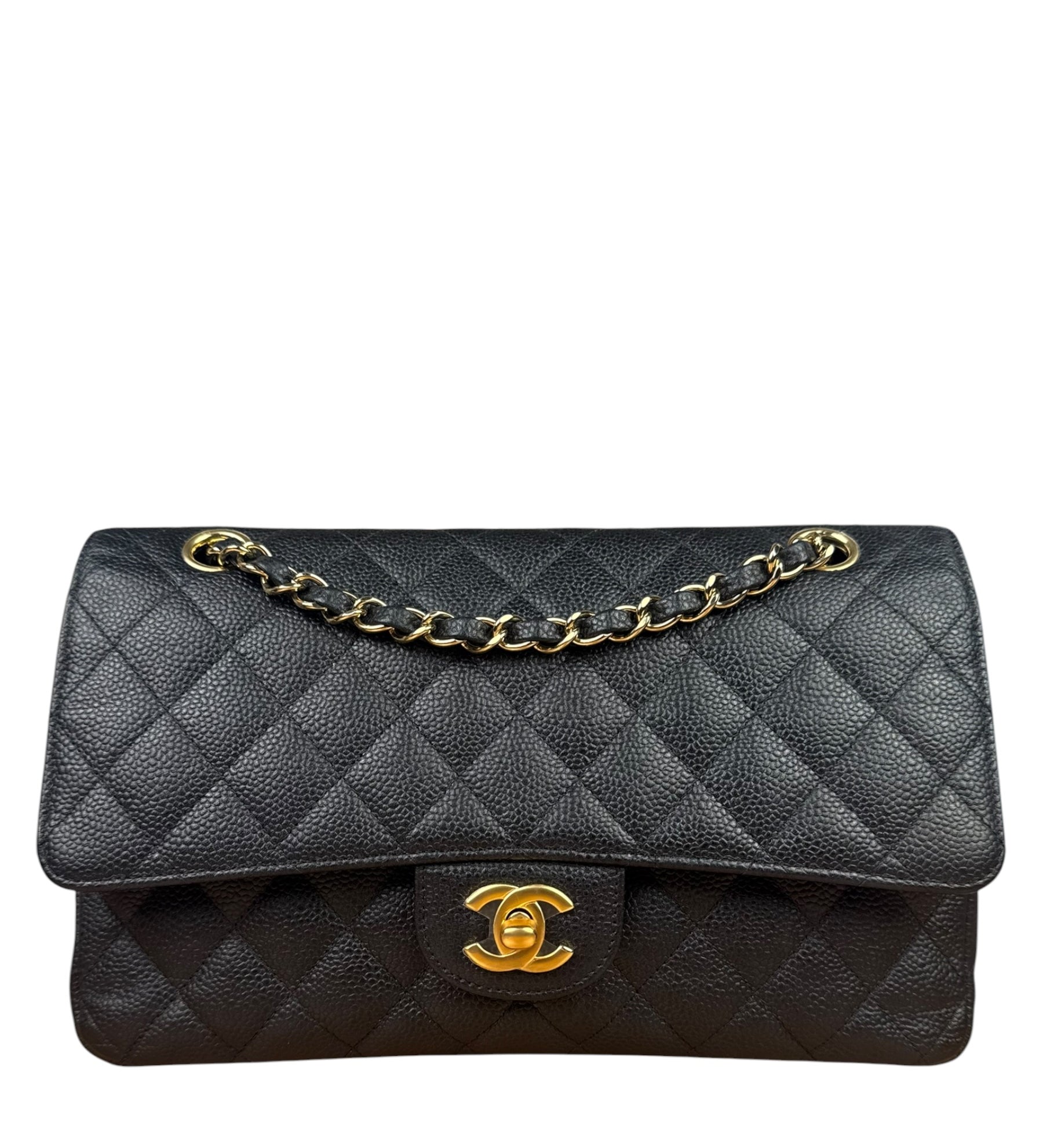 Chanel Black Quilted Leather Chain Double Leather Flap Bag 2012