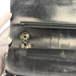 Chanel Black Patent Quilted Leather Double Flap Bag
