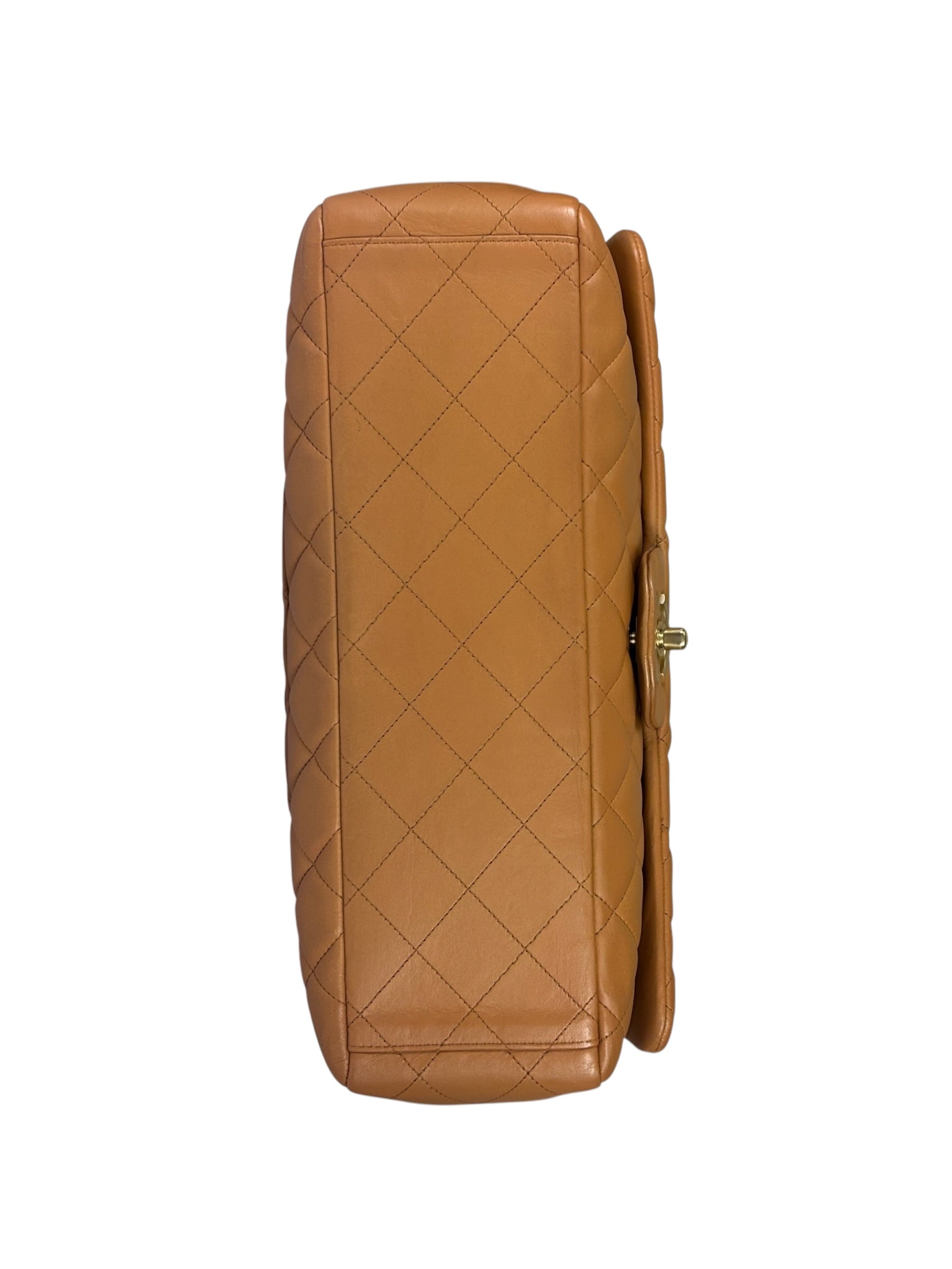 Chanel Caramel Brown Quilted Lambskin Large Shoulder Bag 2009