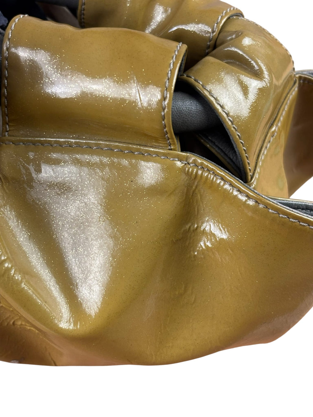 Loewe Anagram Patent Olive Leather Top Handle Bag