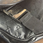 Gucci Black PVC GG Imprime Web Buckle Messenger Bag