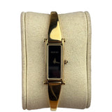 Gucci 1500L Black Dial Gold Plate Bangle