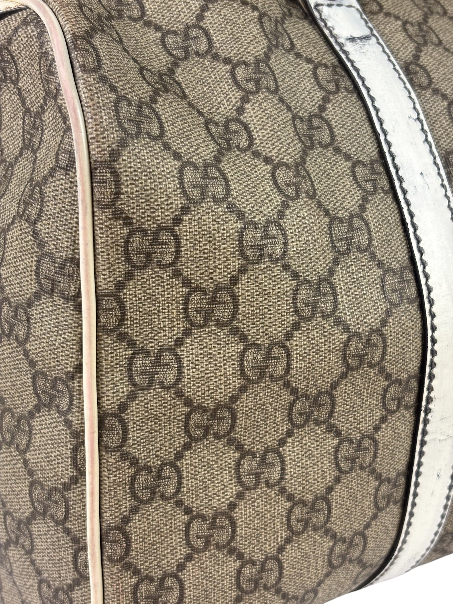 Gucci Beige/White Leather Trim GG Joy Boston Bag