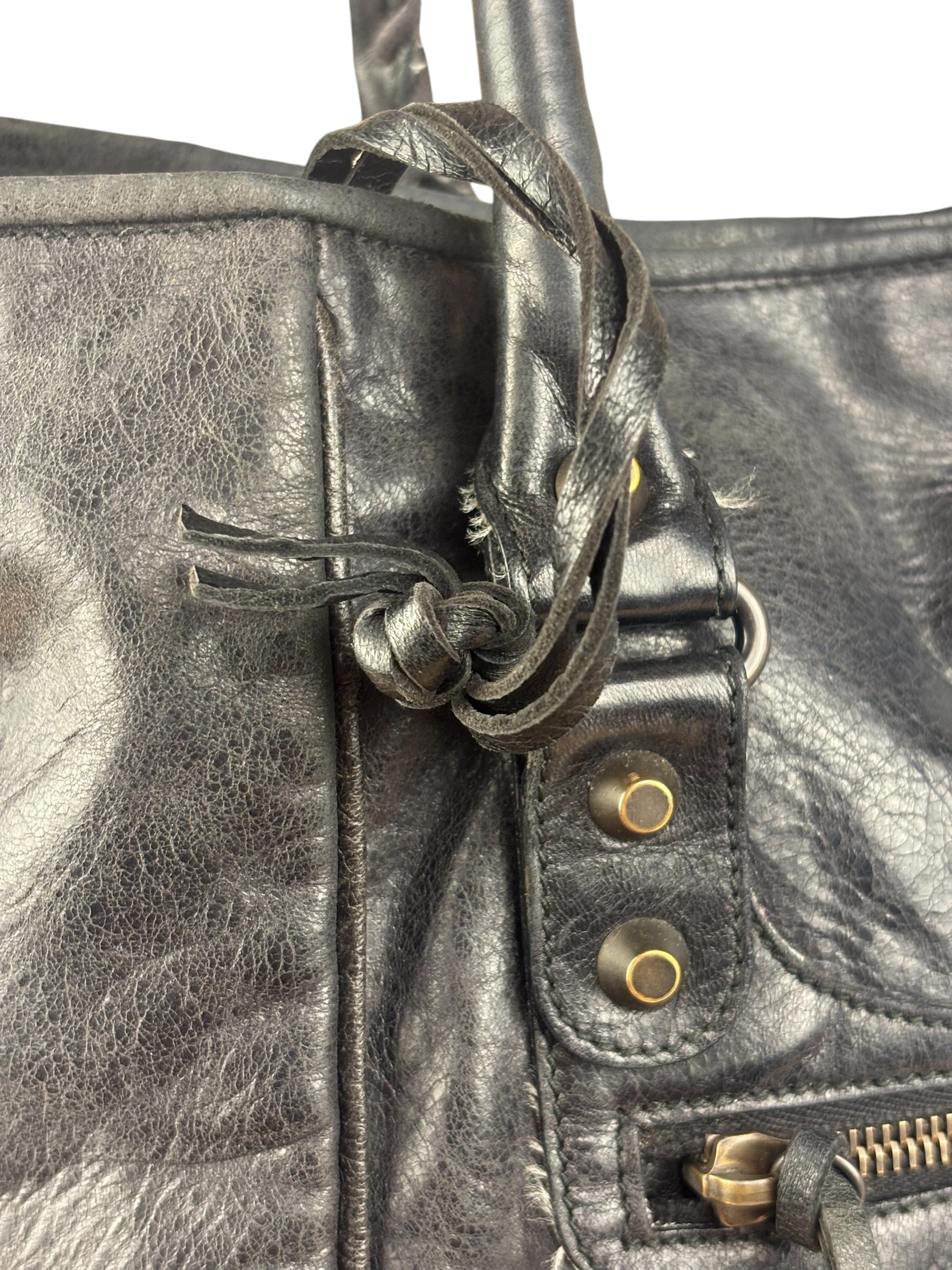 Balenciaga Vintage Black Leather Classic Sunday Tote Bag