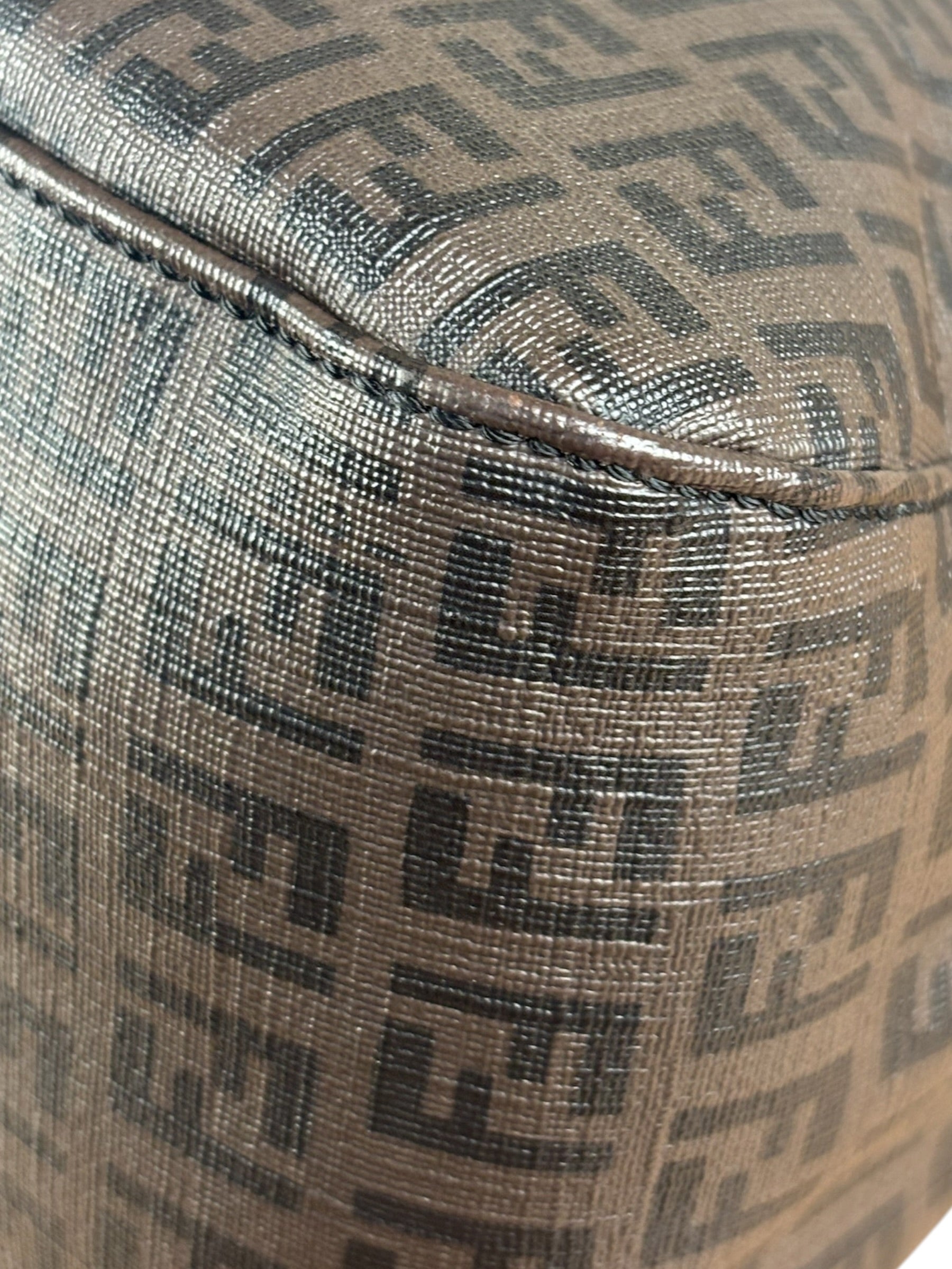 Fendi Brown Leather Zucca Mamma Baguette