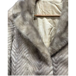 Vintage Light Grey Chevron Patterned Mink Coat