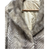 Vintage Light Grey Chevron Patterned Mink Coat