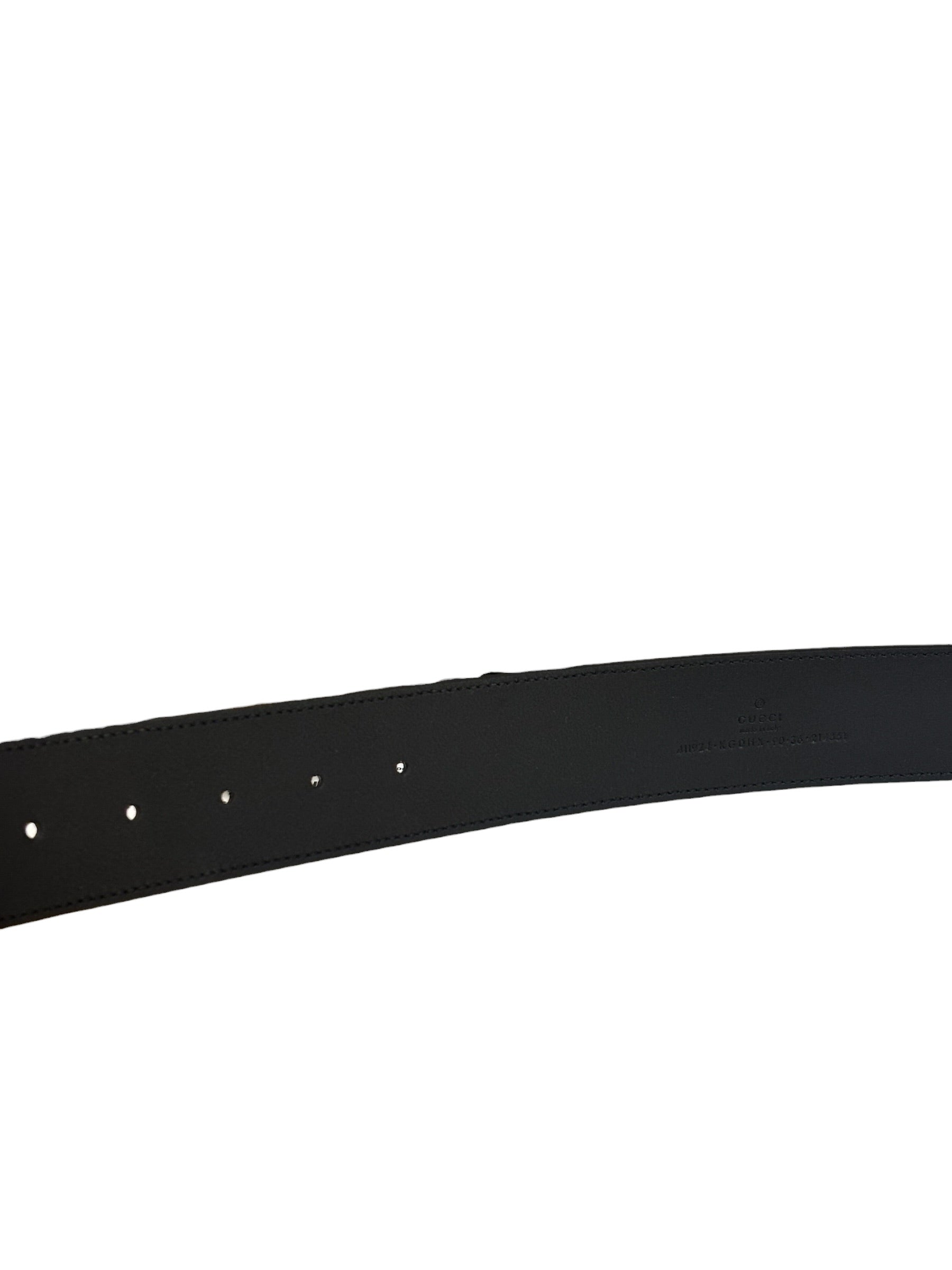 Gucci GG Supreme Black Interlocking Silver G Buckle Belt