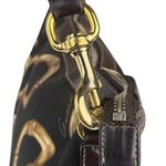 Gucci Black/Brown Leather Trim Half-Moon Hobo Bag