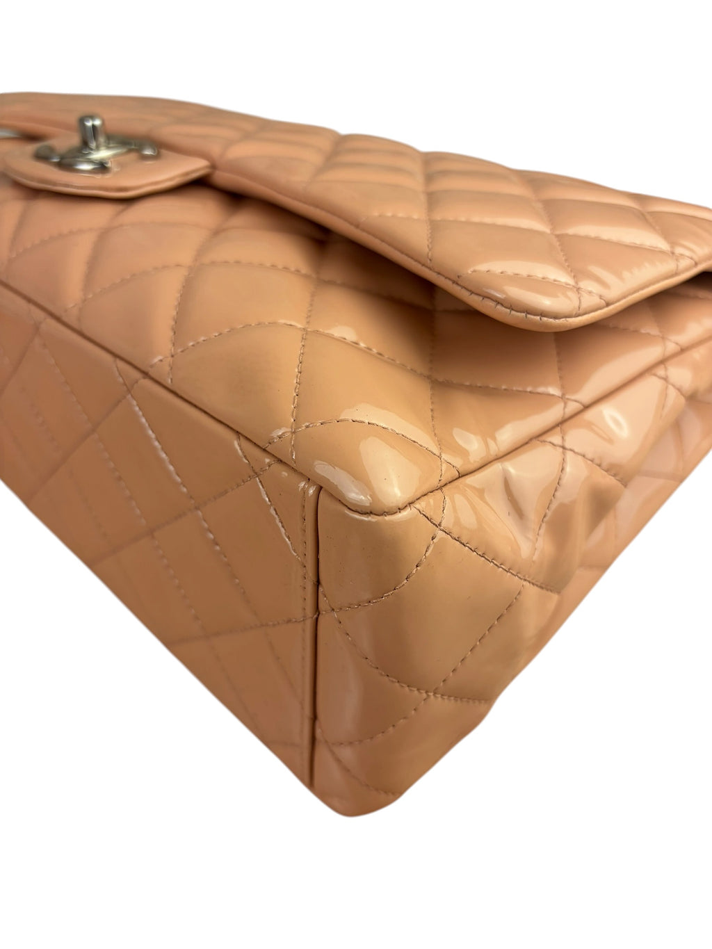 Chanel Patent Nude Quilted Jumbo Flap 2011