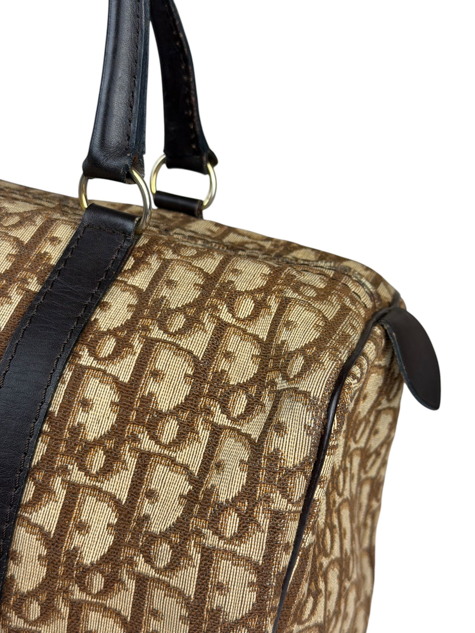 Christian Dior Brown Leather Trotter Boston Handbag