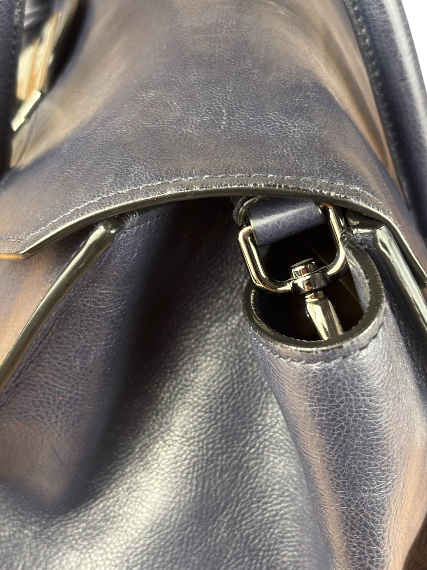 Prada Vintage Muted Blue Leather Glace 2Way Handbag