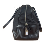 Prada Black Leather Tessuto Nylon Bowler Bag