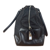Prada Black Leather Tessuto Nylon Bowler Bag