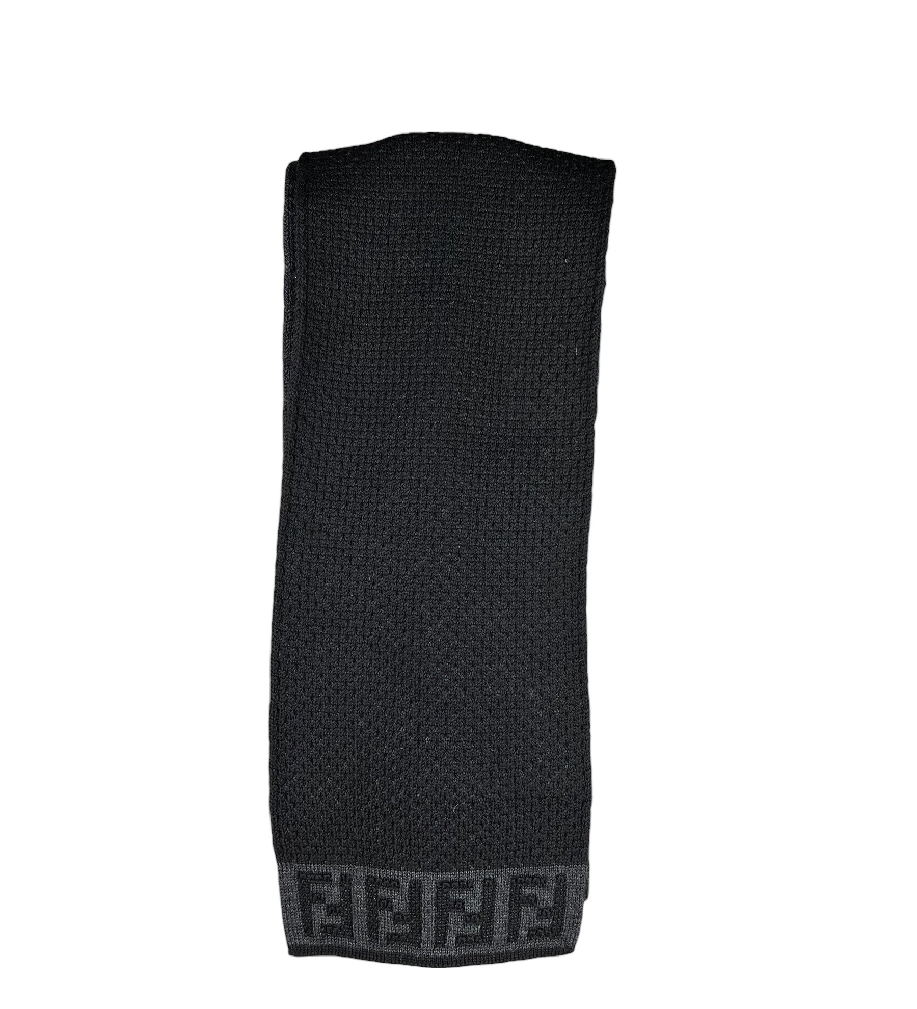 Fendi FF Logo Black Wool Scarf