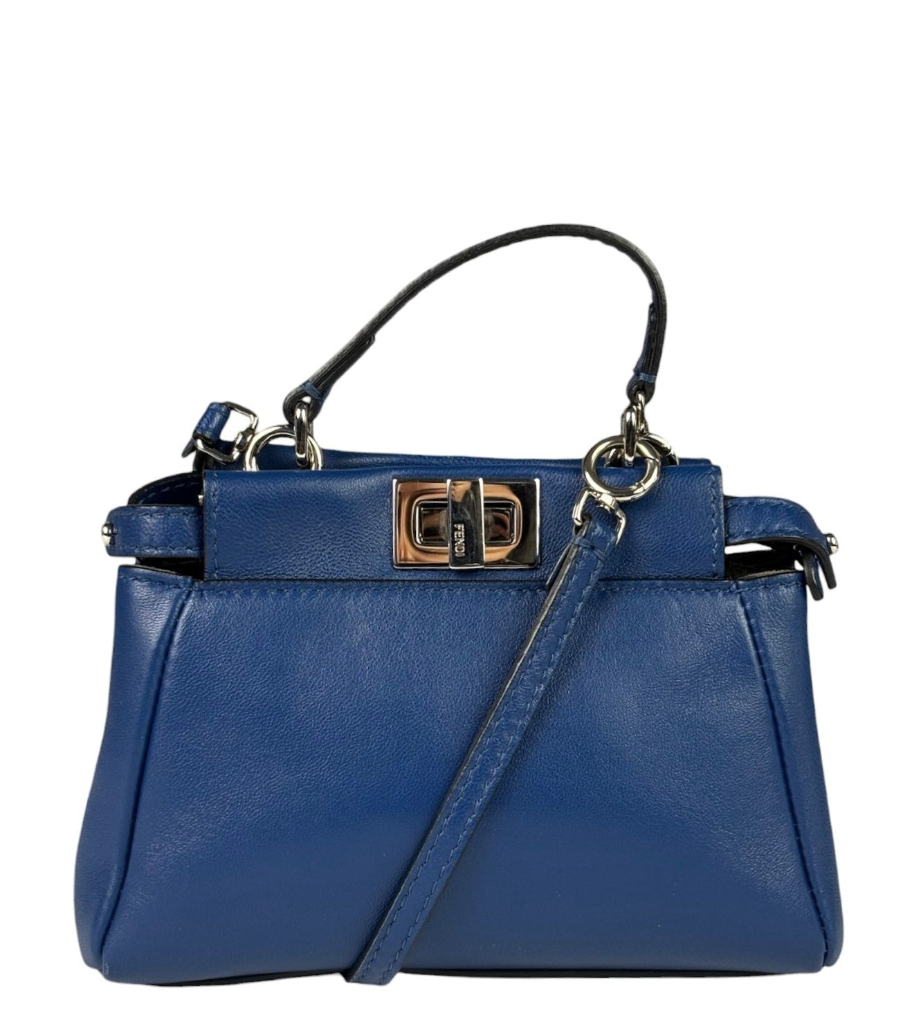Fendi Navy Leather Peekaboo Micro Two-Way Bag
