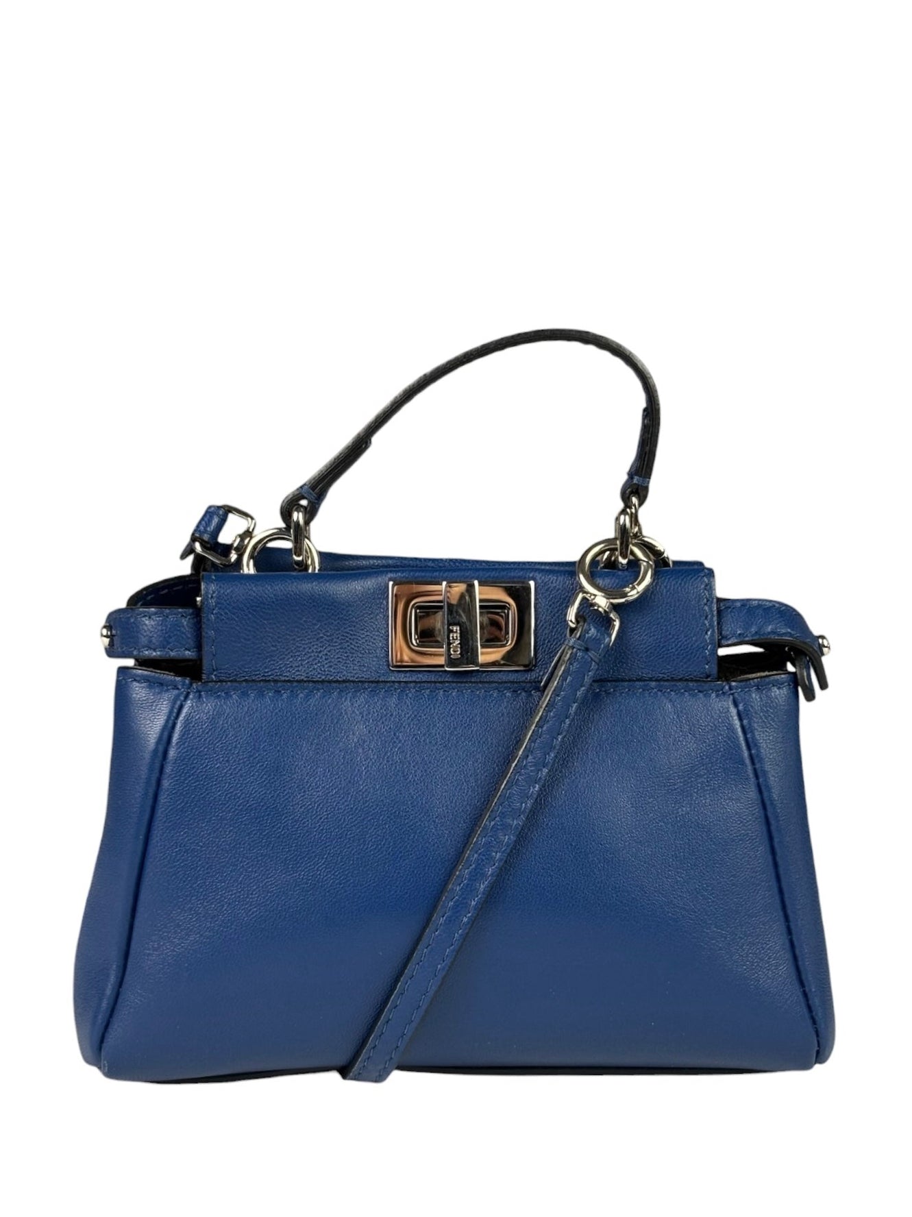 Fendi Navy Leather Peekaboo Micro Two-Way Bag