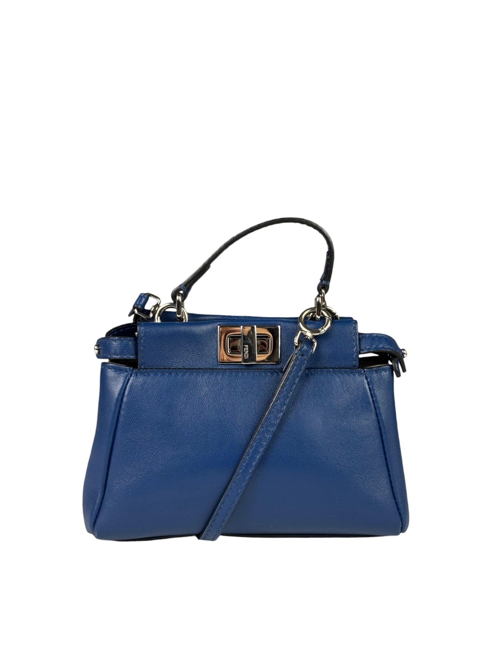 Fendi Navy Leather Peekaboo Micro Two-Way Bag