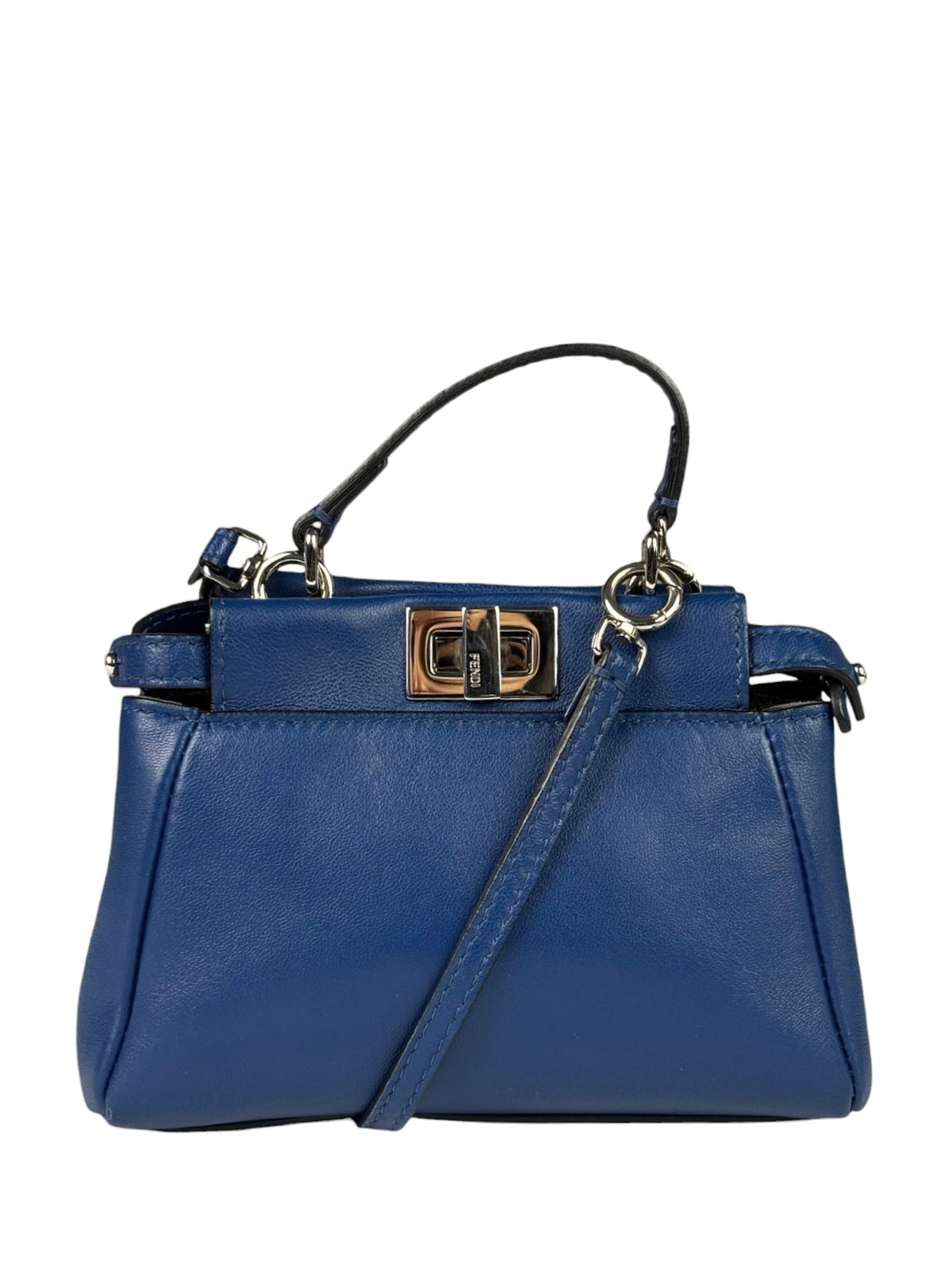 Fendi Navy Leather Peekaboo Micro Two-Way Bag