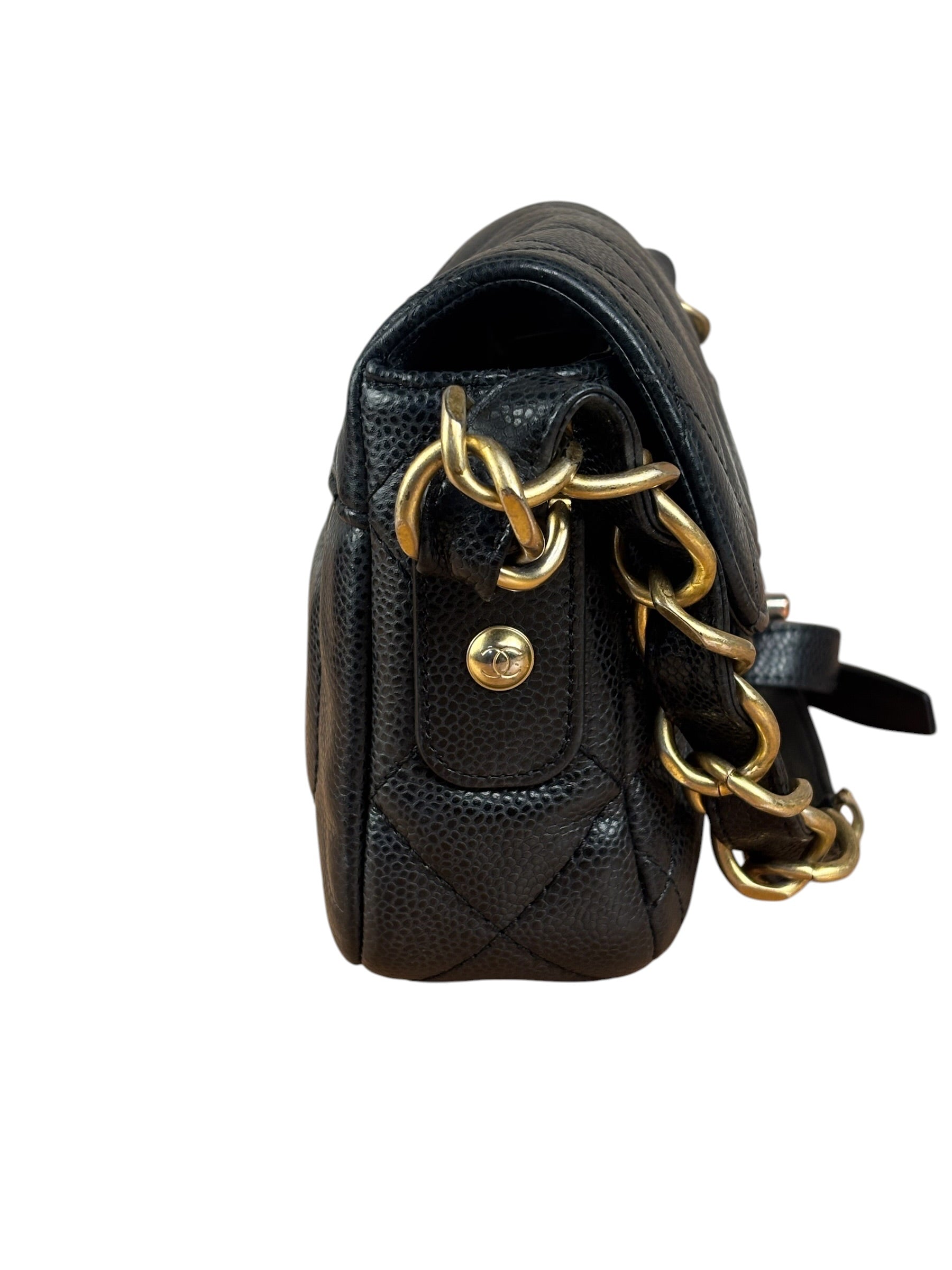 Chanel Black Caviar Quilted Leather Mini Square Flap Bag 2021