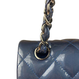 Chanel Perl Glossy Blue Quilted Patent Leather Double Flap Bag 2012