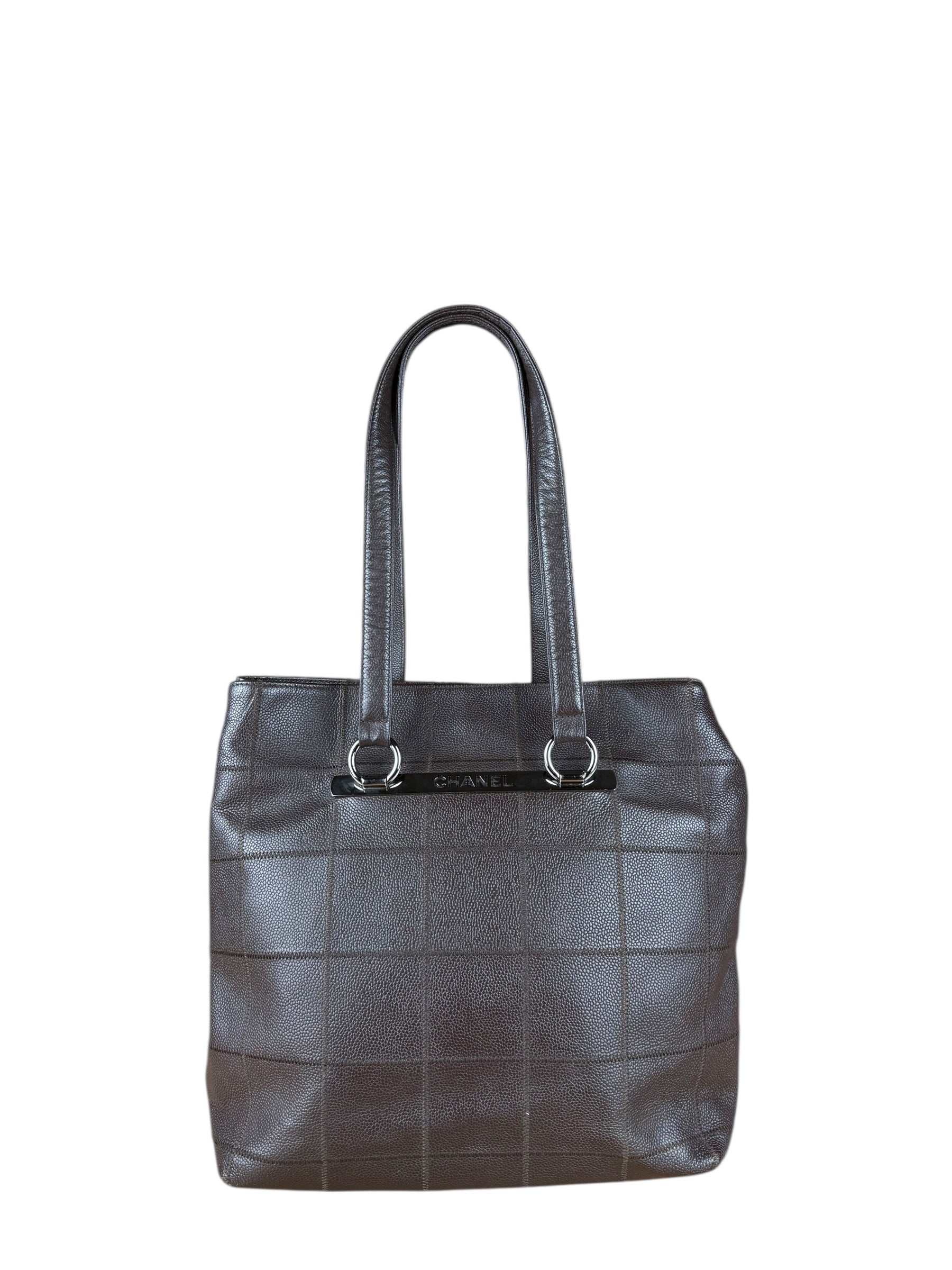 Chanel Brown Leather Chocolate Bar Tote 2004