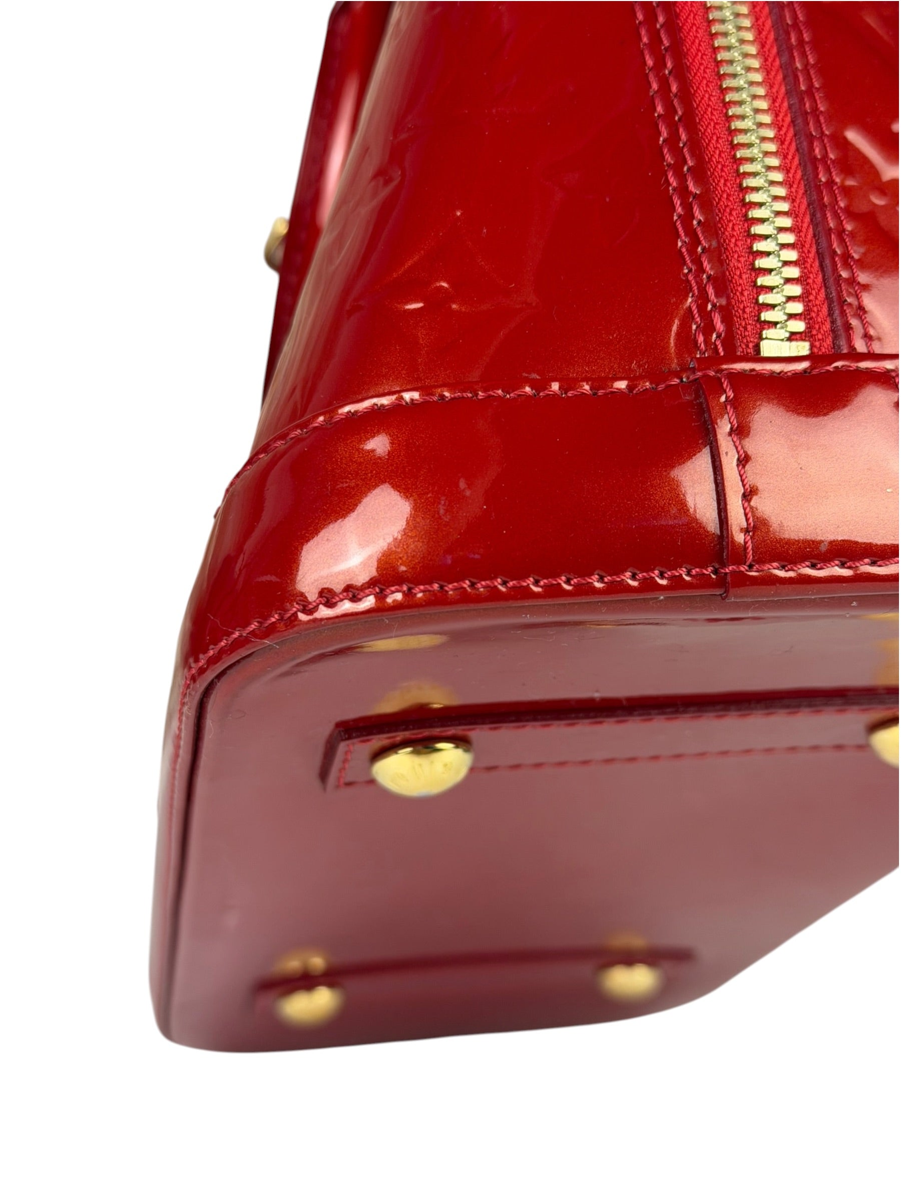 Louis Vuitton Red Vernis Alma MM Handbag