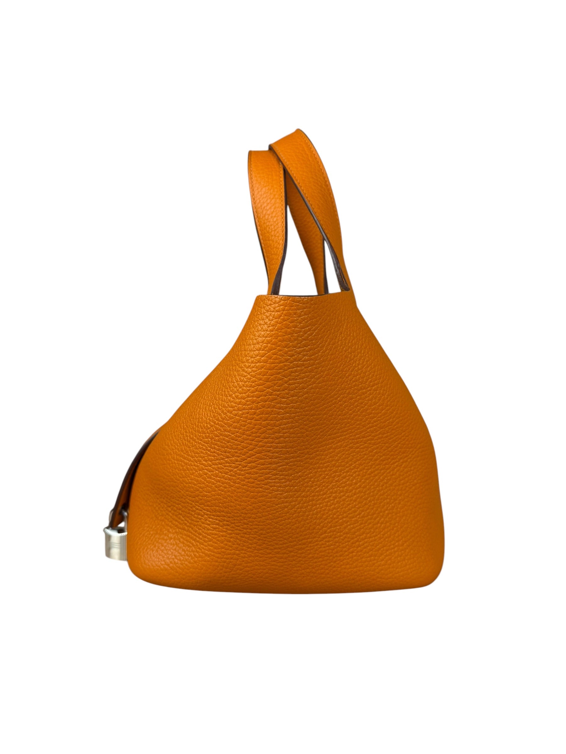 Hermes Orange Clemence Leather Picotin Lock 18 Handbag 2024