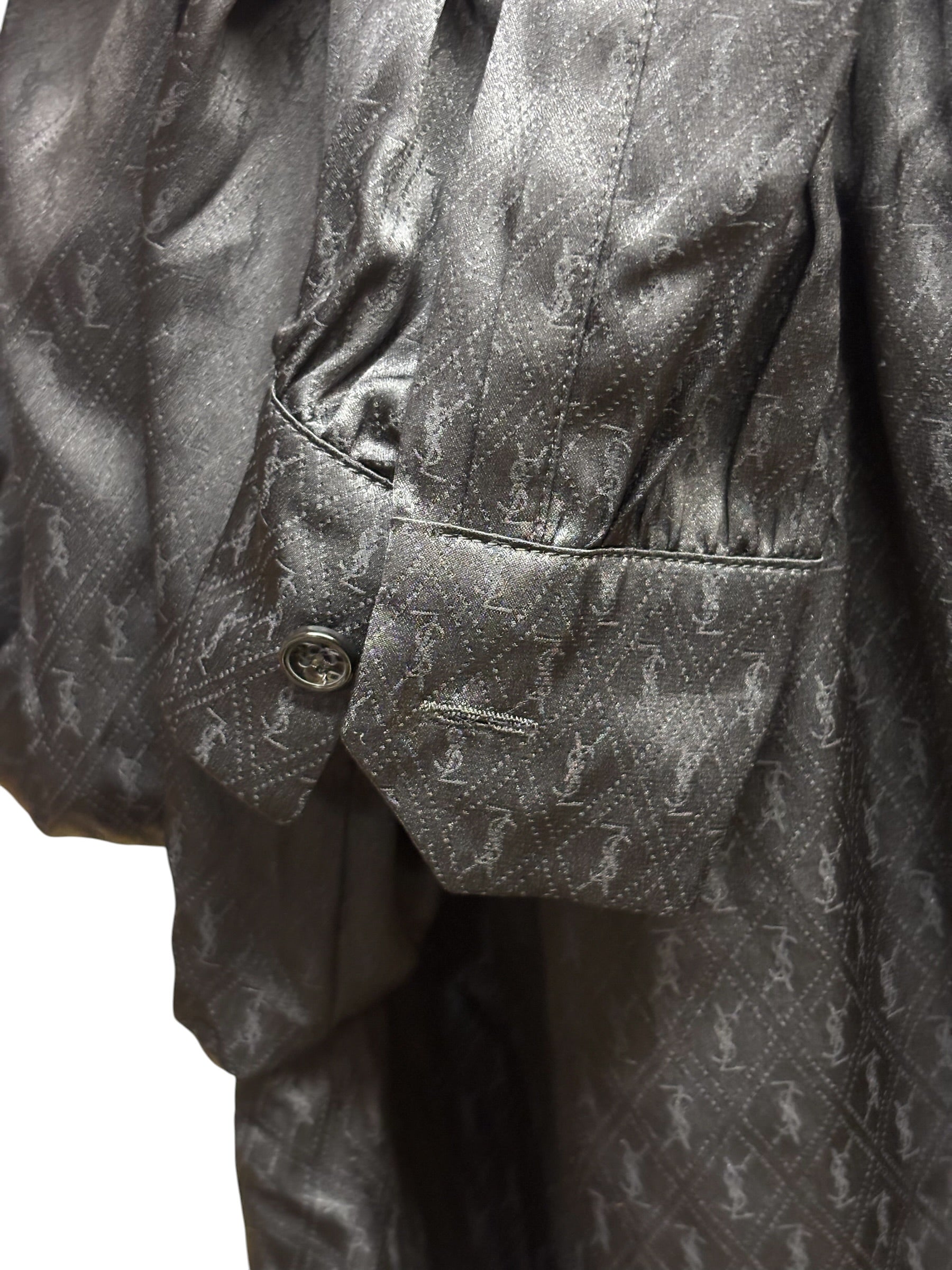 Saint Laurent Paris YSL Silk Brilliant Cassandre Noir Button Shirt