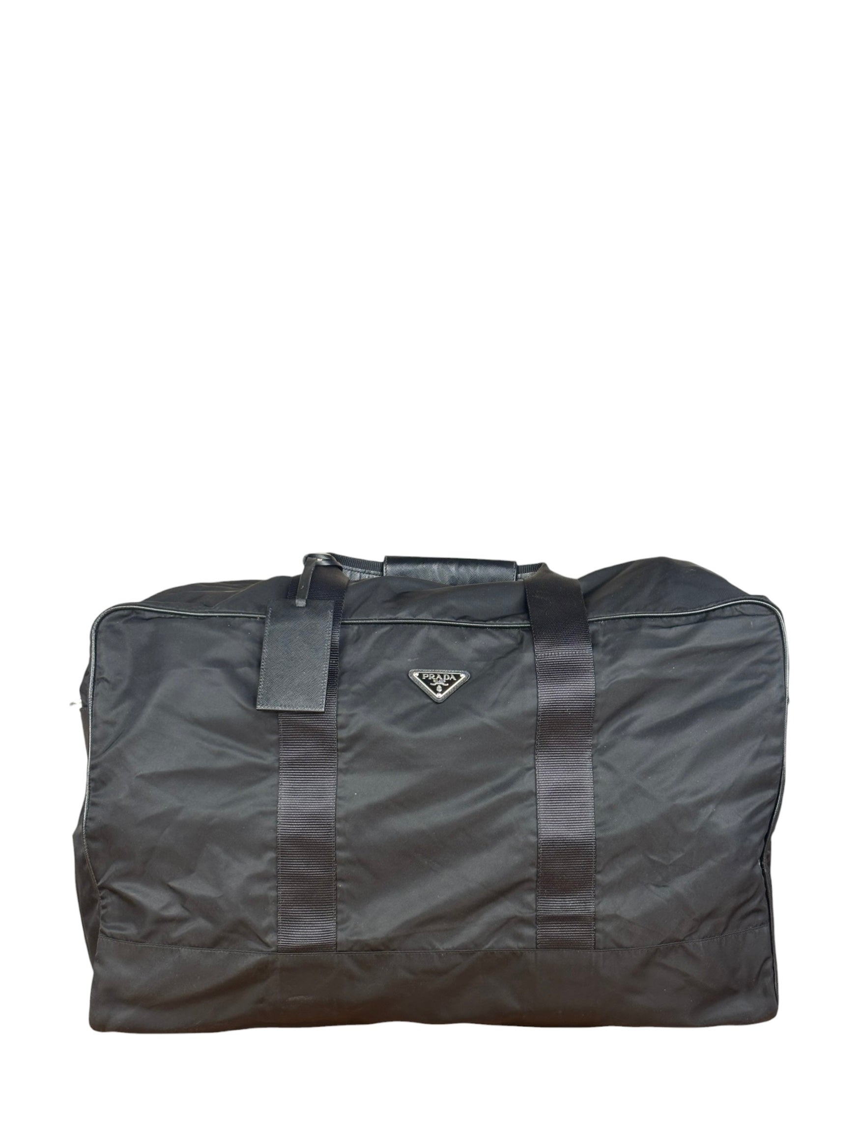 Prada Black Nylon Boston Travel Bag