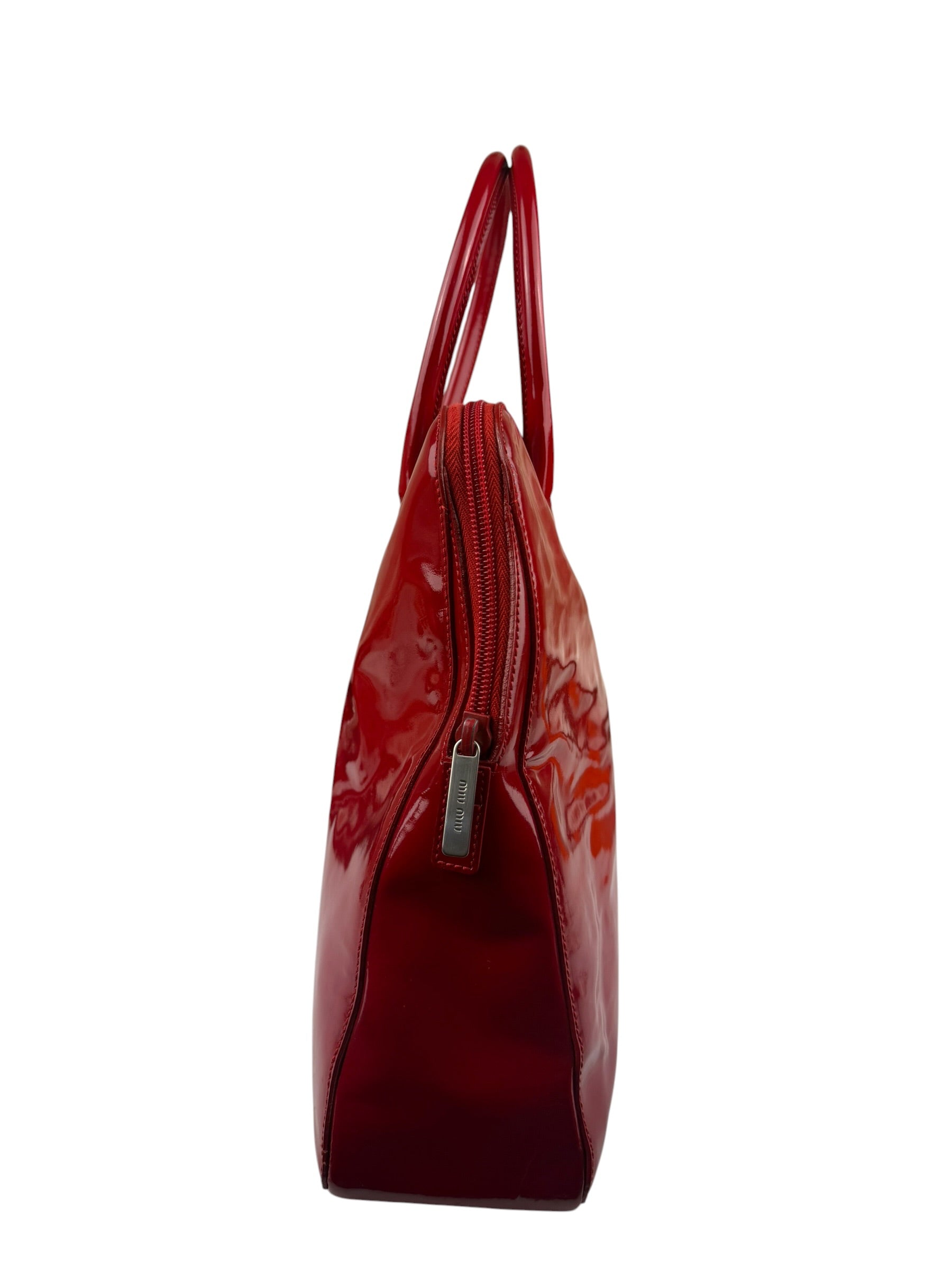 Miu Miu Glossy Candy Red Patent Leather Tote Bag