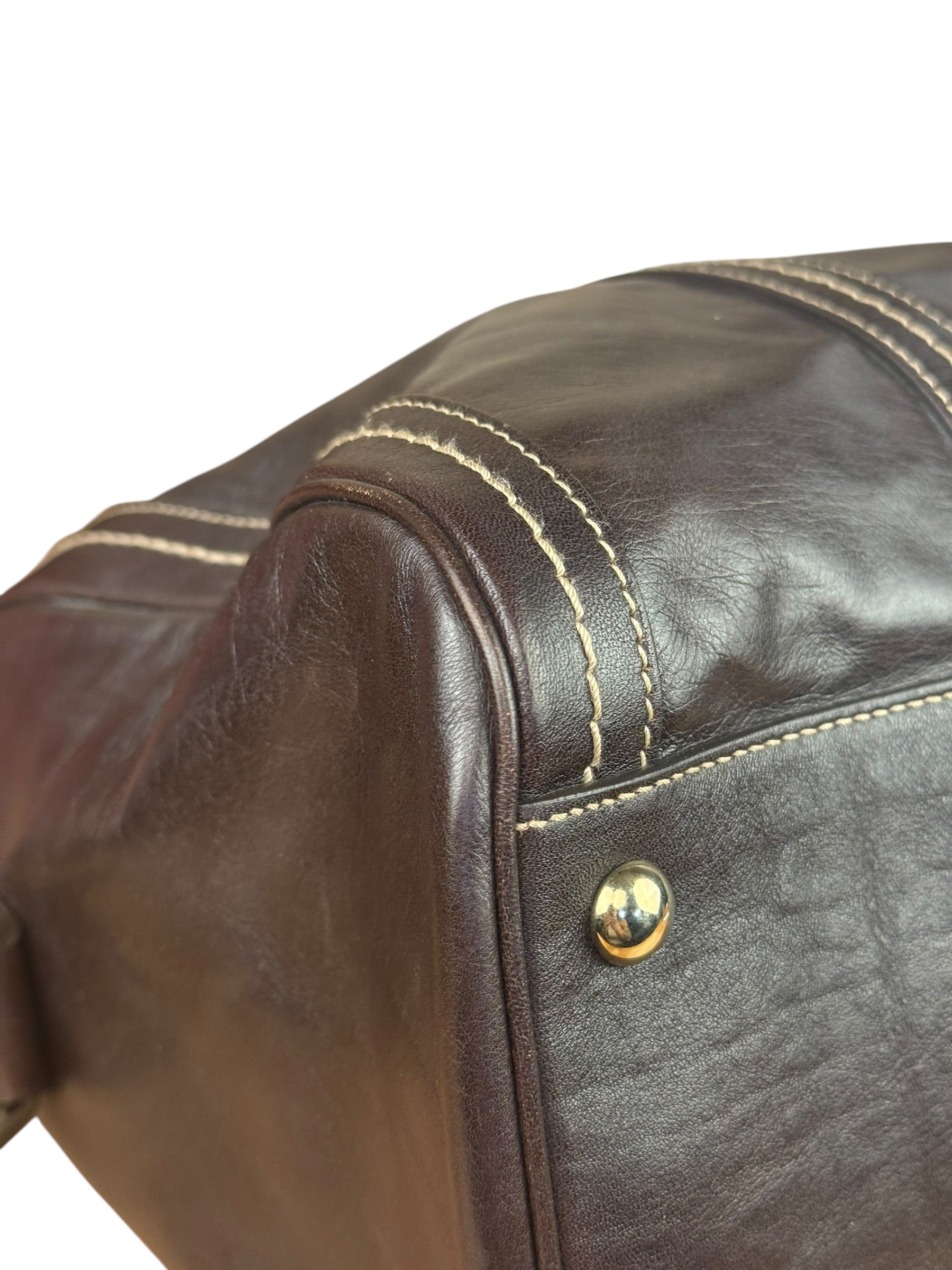 Gucci Vintage Dark Brown Leather Duchessa Boston Handbag