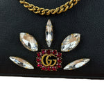 Gucci GG Crystal Embellished Black Leather Wallet on Chain Bag