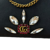 Gucci GG Crystal Embellished Black Leather Wallet on Chain Bag