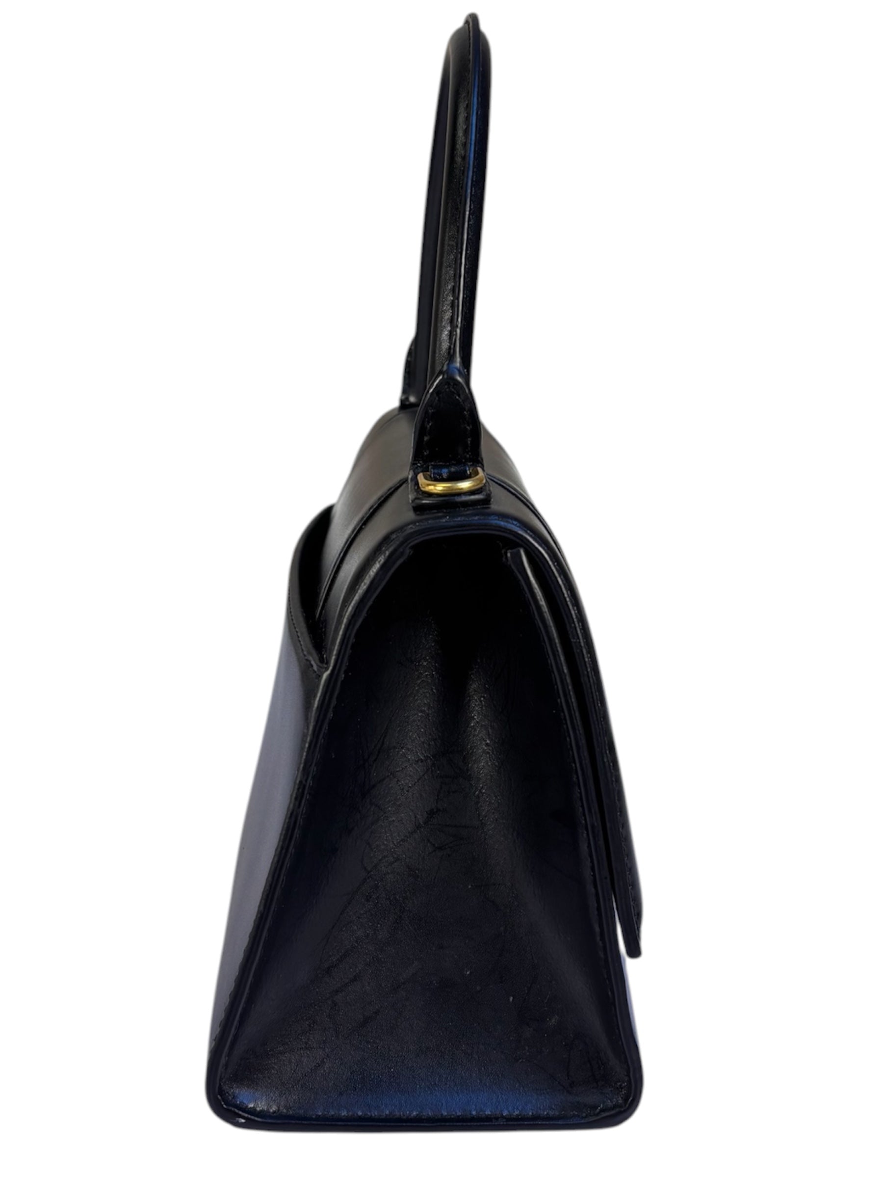 Balenciaga Black Leather Hourglass Handbag