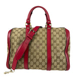 Gucci Beige/Red Leather GG Joy Boston Two-Way Bag
