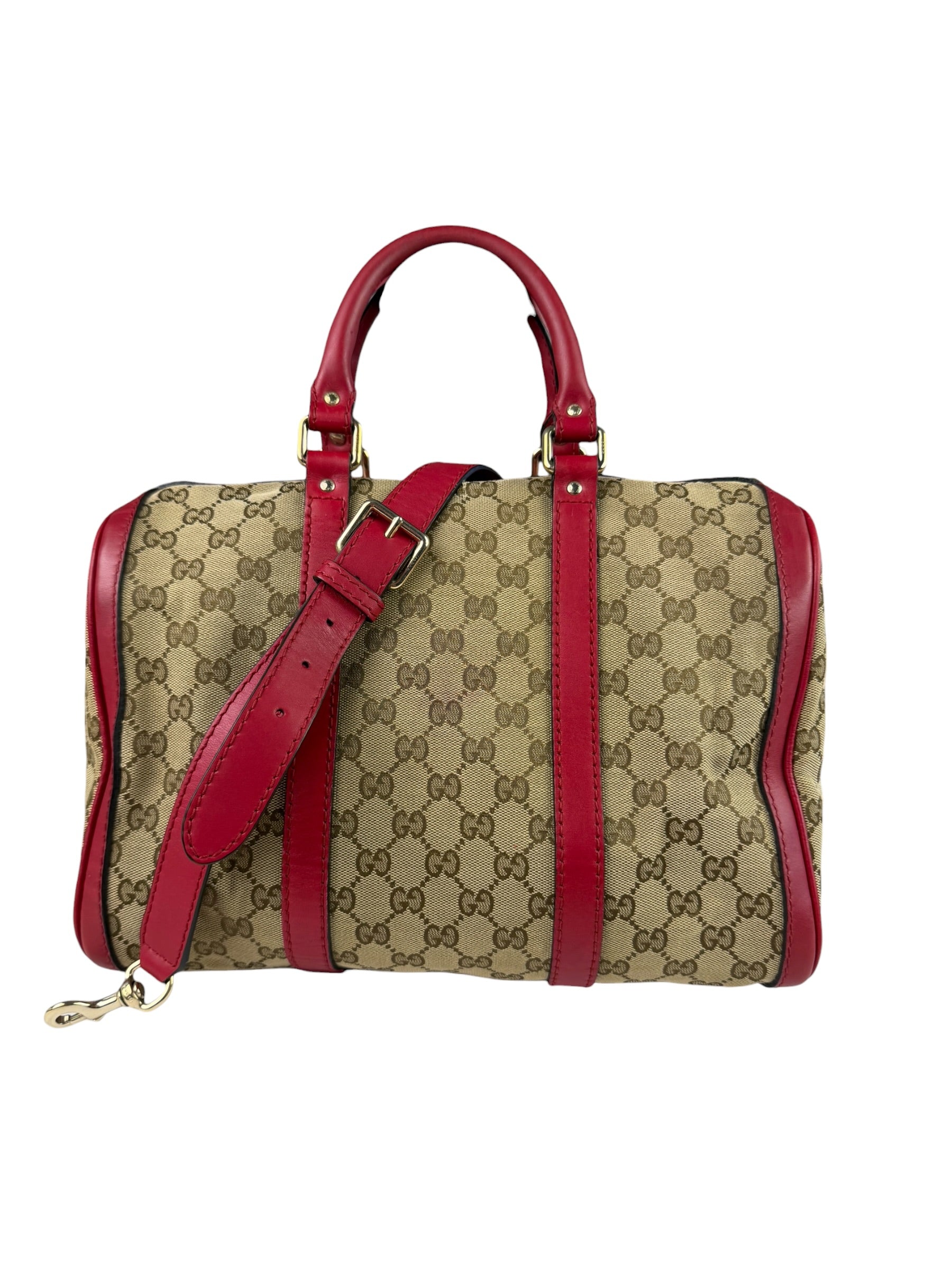 Gucci Beige/Red Leather GG Joy Boston Two-Way Bag