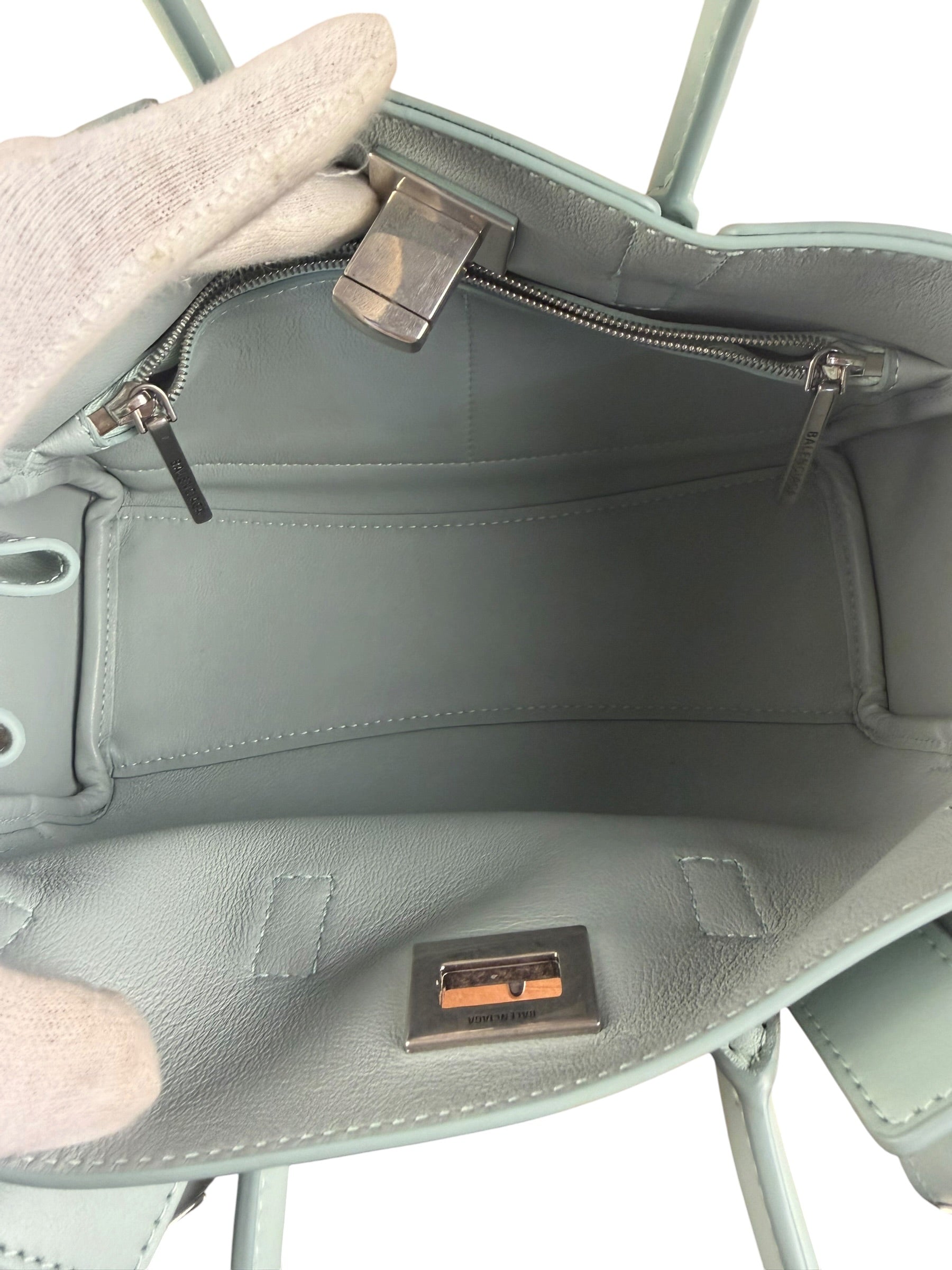 Balenciaga Blue Leather Mini Bel Air Carry All Two-Way Bag