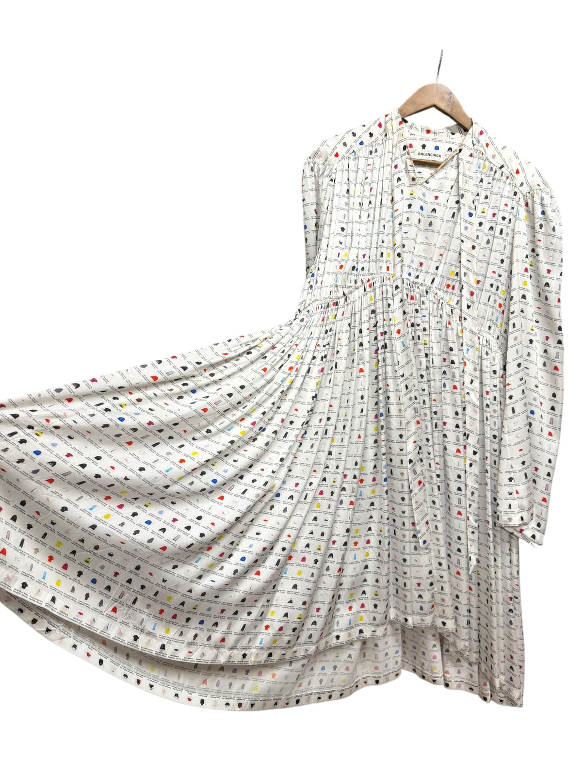 Balenciaga Thumbnail Graphic Oversized White Midi Dress