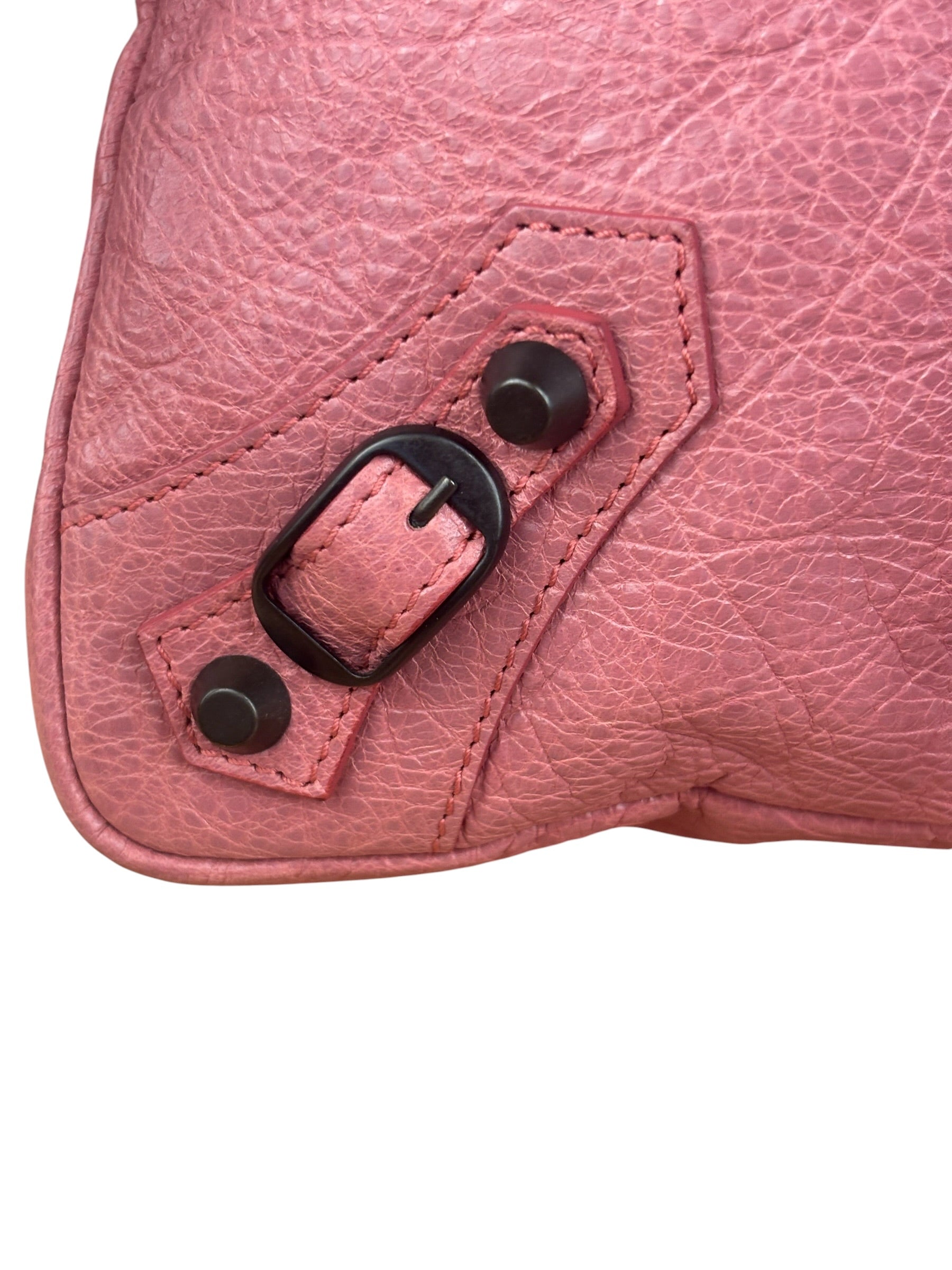 Balenciaga Rose Burbon Leather Large Premier Clutch Bag