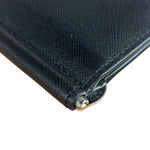 Versace Black Saffiano Leather Bifold Money Clip Wallet