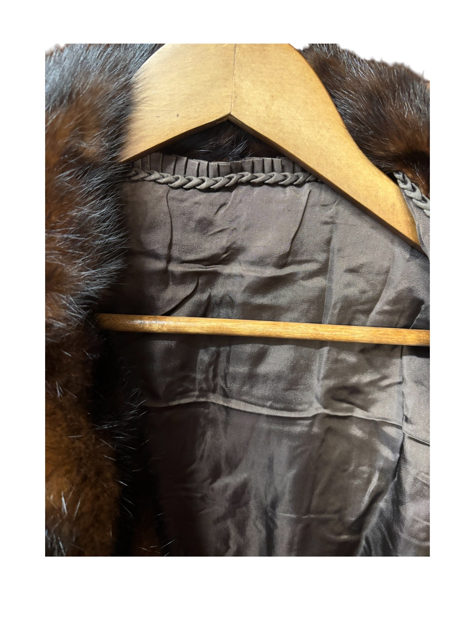 Vintage Black Collar Mink Fur Trim Jacket