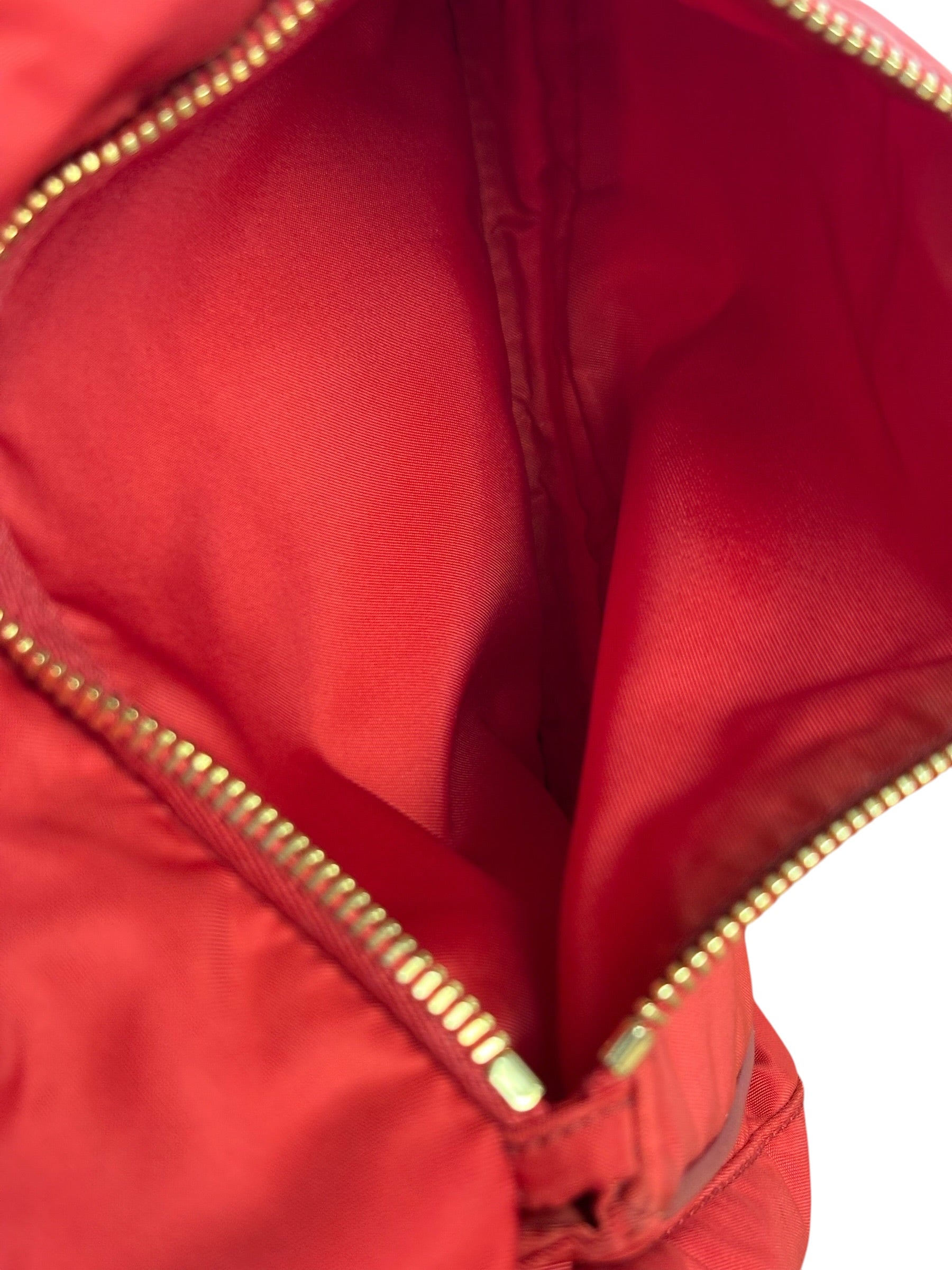 Prada Rosso Red Tessuto Nylon/Saffiano Leather Trim Shoulder Bag