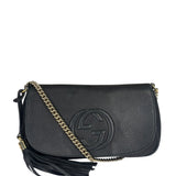 Gucci Black Pebbled Leather Soho Chain Flap Crossbody Bag